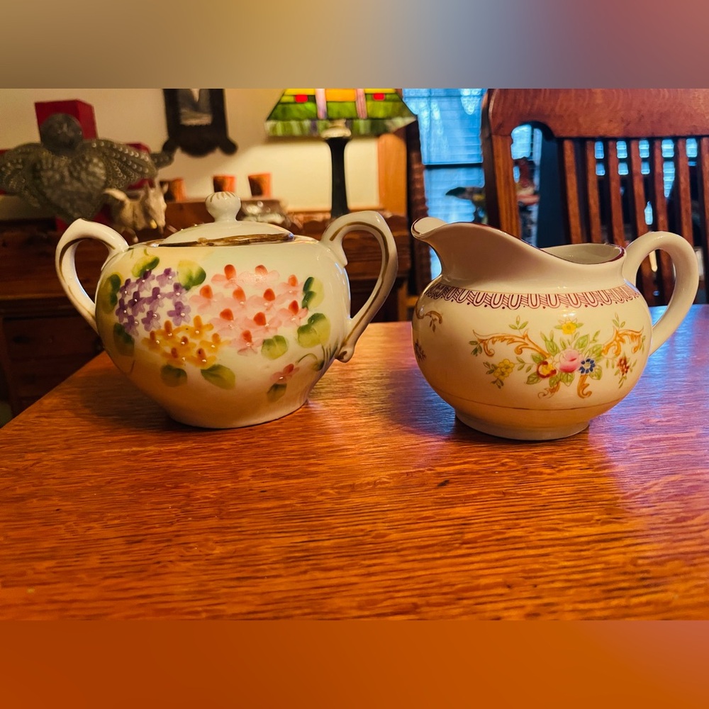 Vintage porcelain cream & sugar bowl